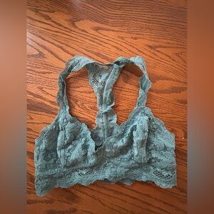 Teal-ish lace bralette